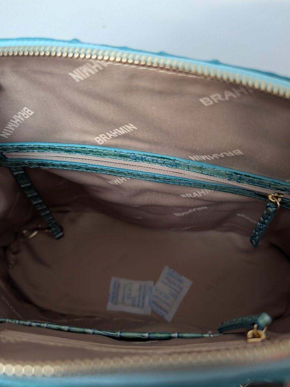 Brahmin Georgina Seafoam Melbourne Satchel Bag Genuine Leather Structured Tote - Picture 7 of 10